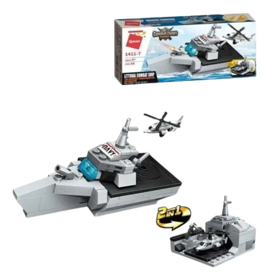 Blocos de construção Giantoys Qman Marine Cruiser 98 peças em caixa
