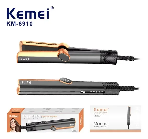 Alisador de cabelo preto Kemei Km-6910