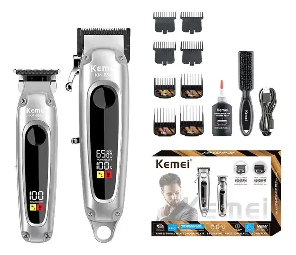 Conjunto combinado de 2 máquinas de cortar cabelo/barba e aparador/Kemei Km-8540/6500 Y 6000 Rpm Max/5W Var1318