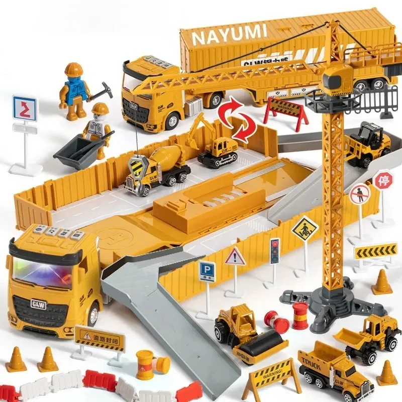 Brinquedos de escavadeira para caminhões de bombeiros para construção infantil