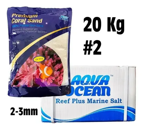 Substrato Para Aquários Aragonita 20kg 2# 2-3mm Aqua Ocean