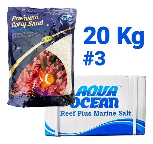 Substrato Para Aquários Aragonita 20kg N3 3-4mm Aqua Ocean