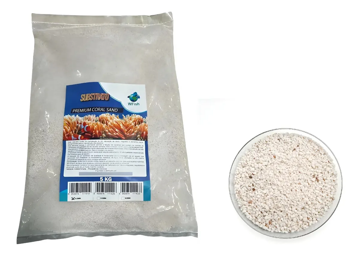 Substrato Aragonita Branco Aquário Marinho e Ciclídeos Wfish 5kg