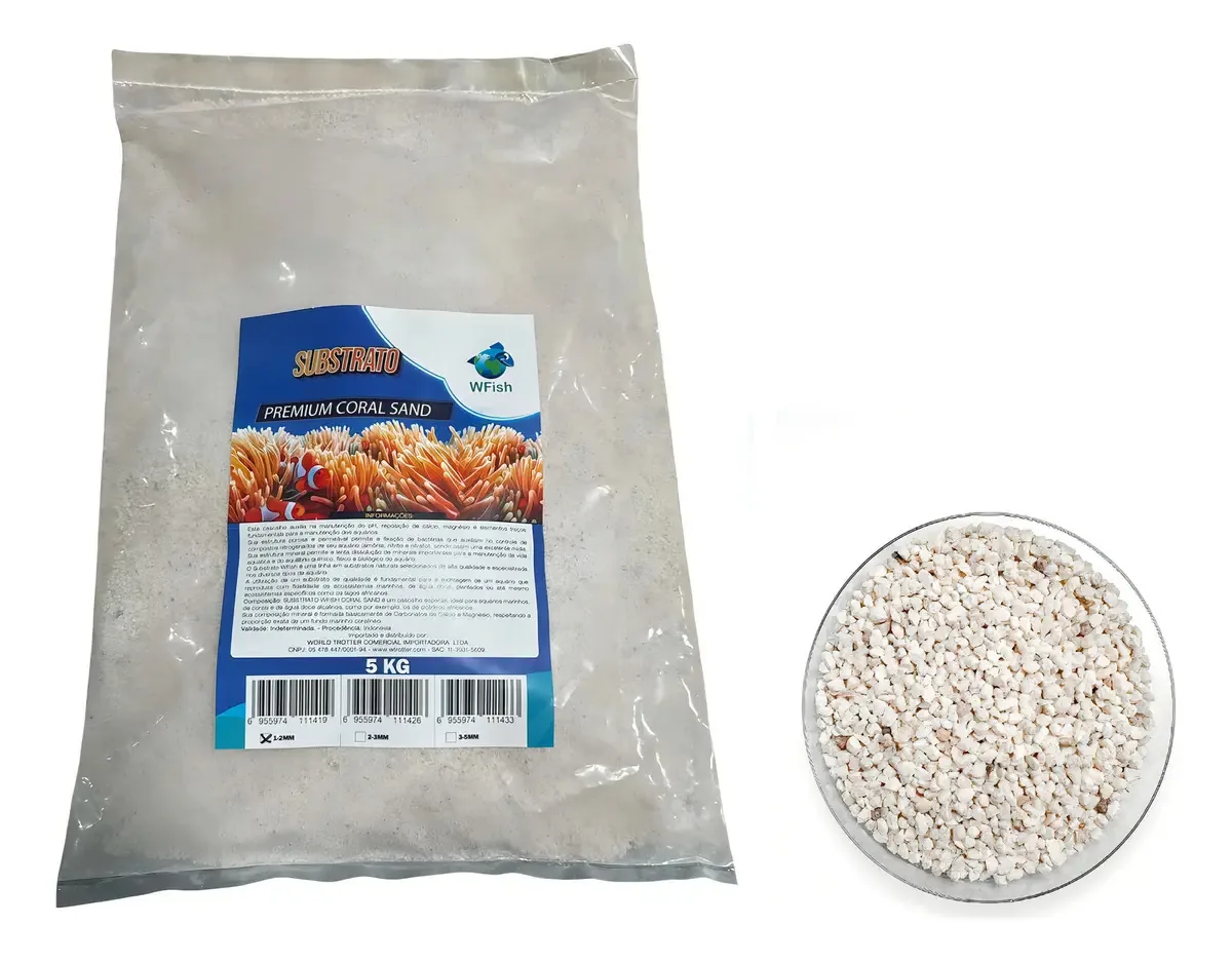 Substrato Aragonita 5kg para Aquário Marinho e Ciclídeos Wfish