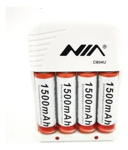 Carregador e 4 baterias AA 1500mah recarregáveis