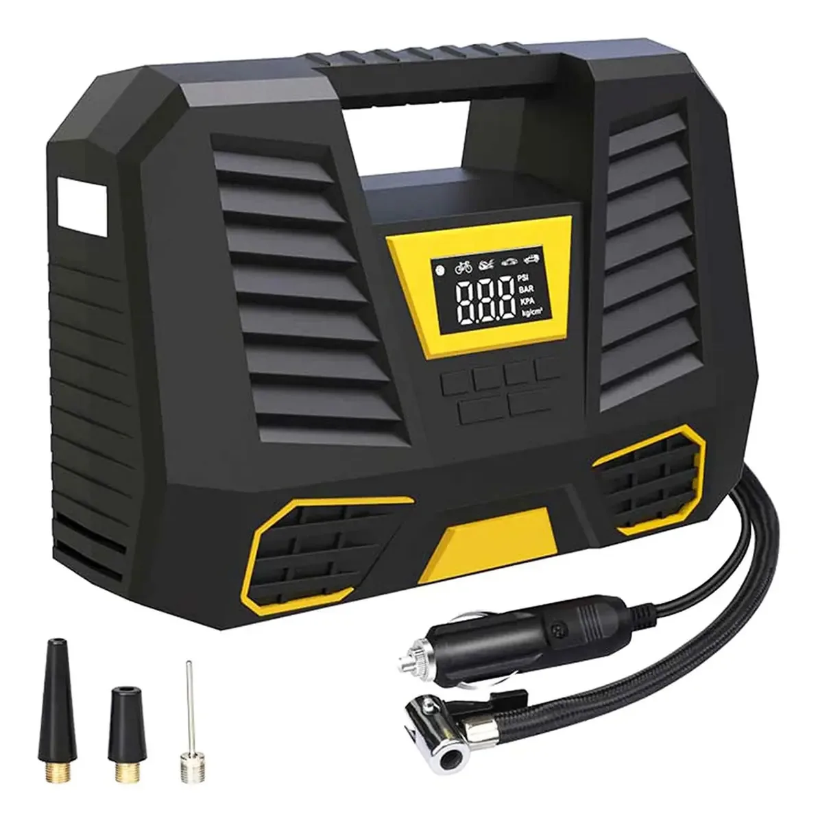 Bomba portátil de pneus infladores de compressor de ar 150 psi preta