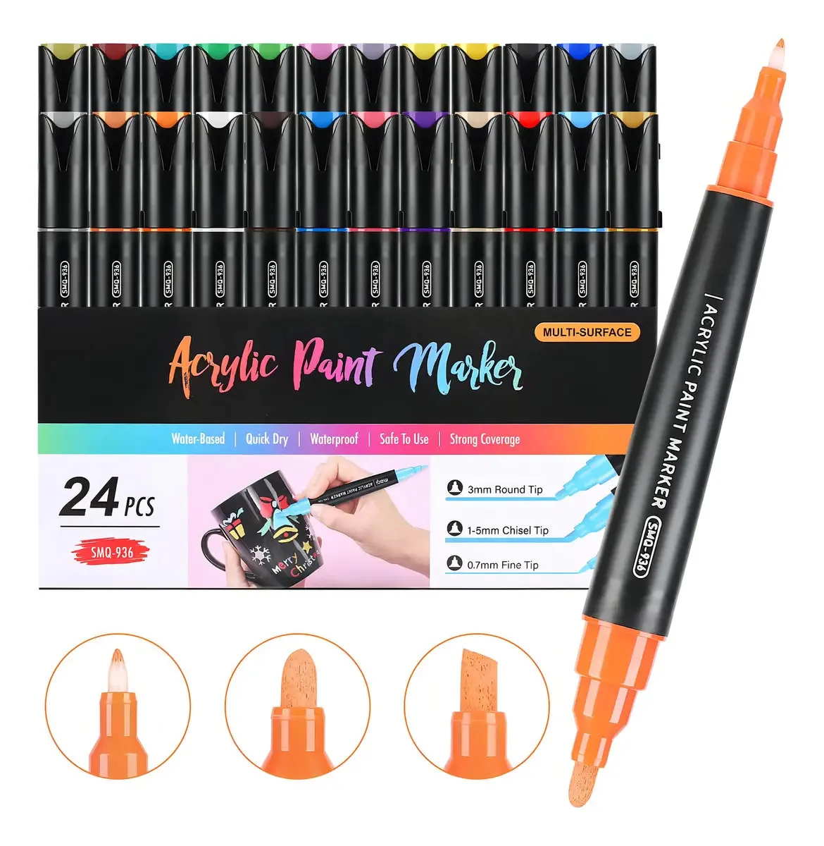 24 marcadores de tinta colorida Marcadores Y de três pontos
