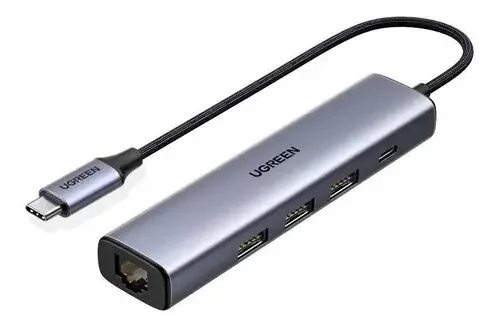 Hub Adaptador Ugreen Usb-c P/ 3x Usb 3.0 1x Rj45 1x Usb-c Pd