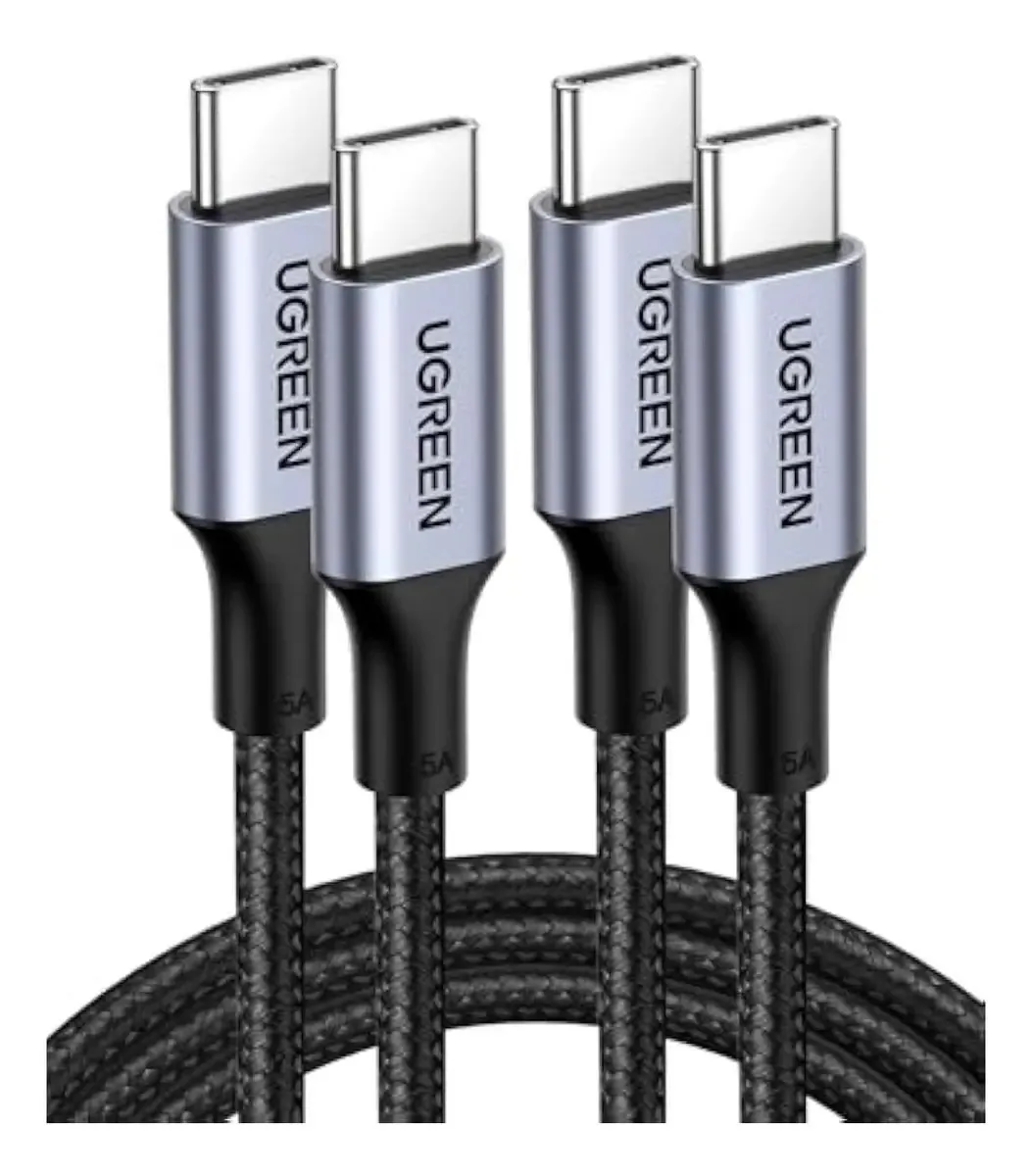 Cabo USB C para USB C Ugreen, pacote de 2 cabos pretos