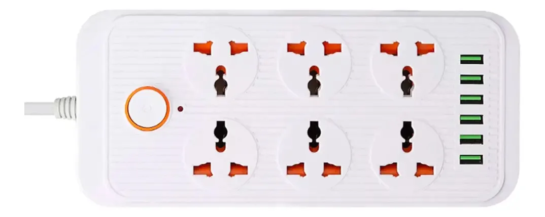 Extender Shoe, 6 soquetes e 6 USB Fast Charge 3.1a, cor branca