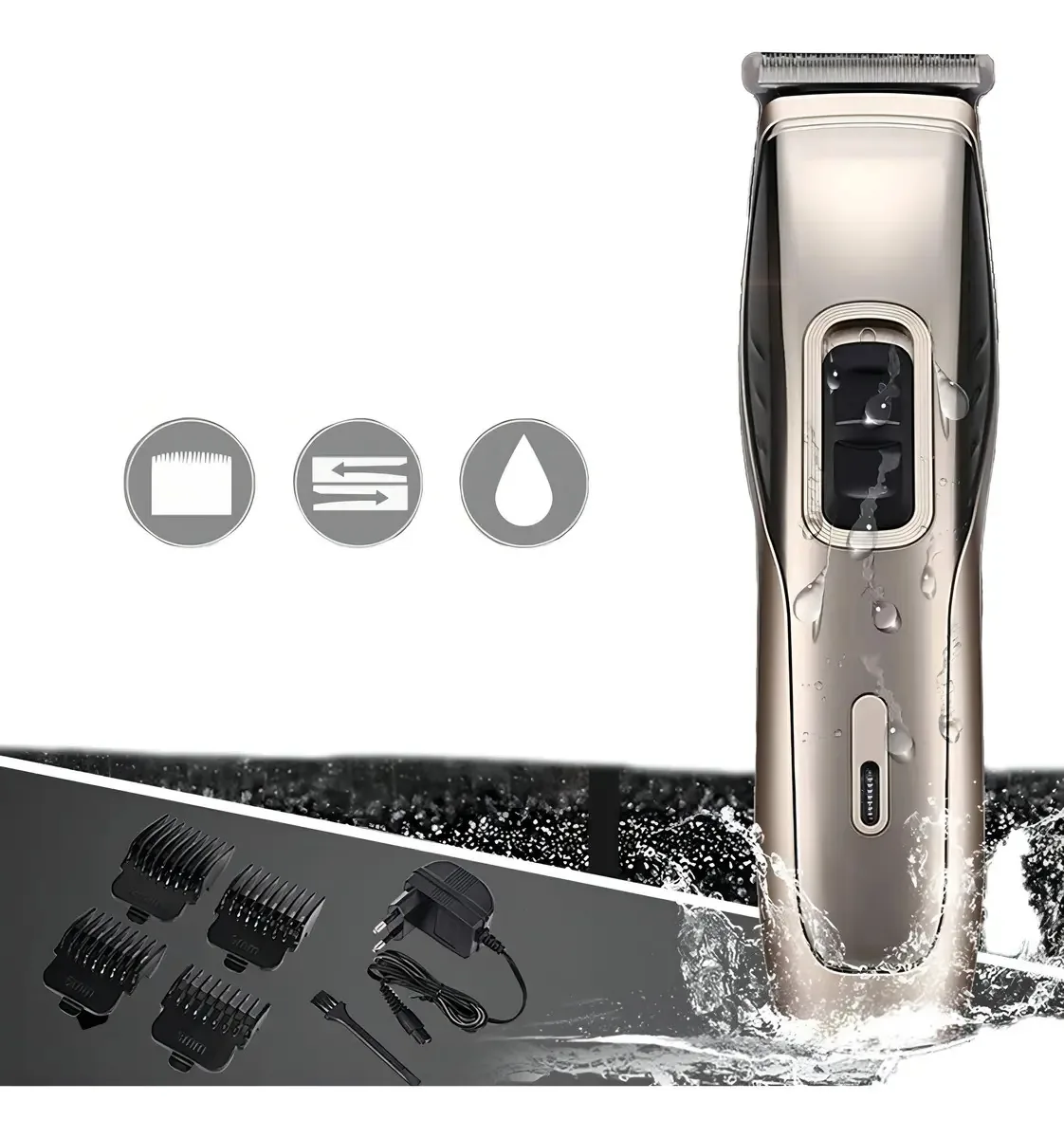 Máquina de cortar barba, máquina de cortar cabelo recarregável e lavável