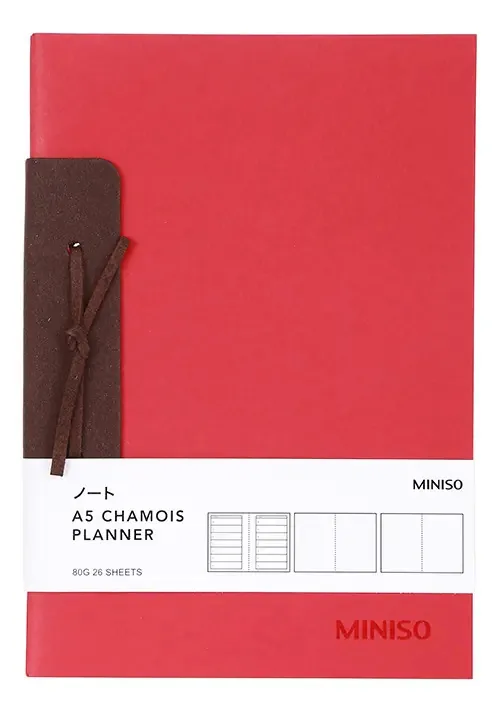 Diário Miniso Suede, vermelho, vermelho médio