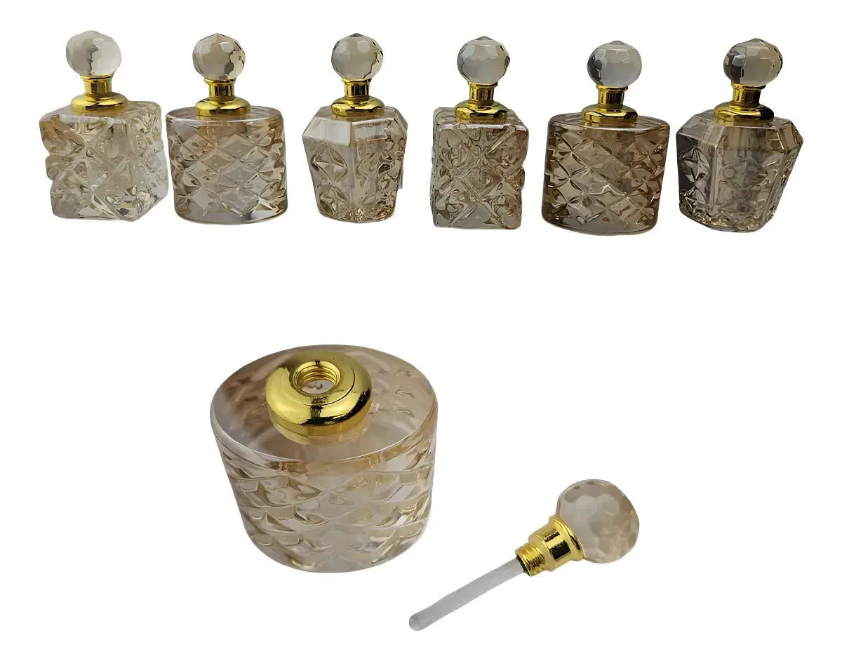 Kit 06 Porta Perfume Frasco De Vidro 5ml Recarregável Luxo Cor Amarelo Âmbar