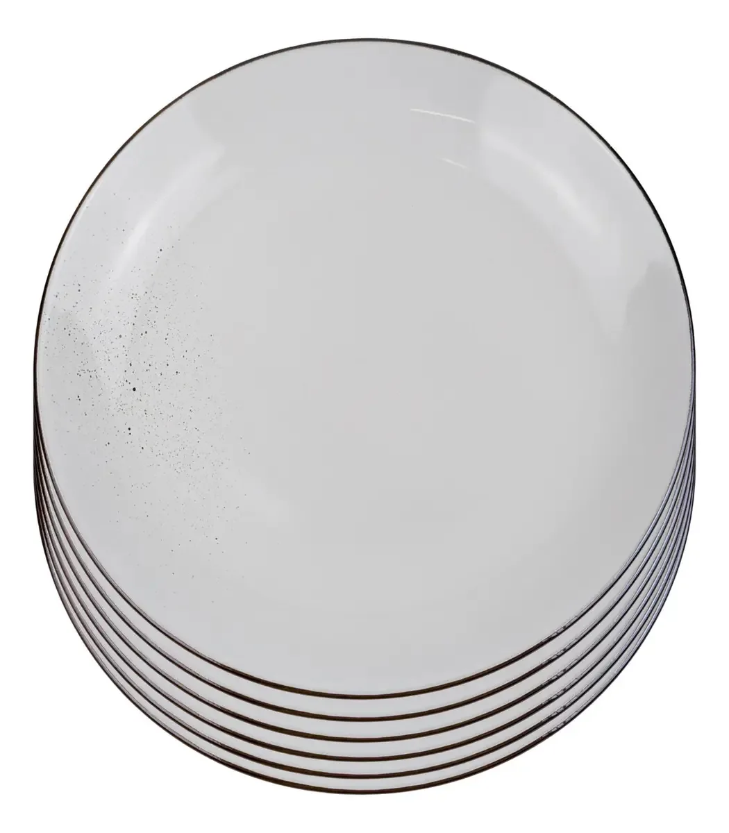 Conjunto de 6 pratos de sobremesa, pratos redondos de cerâmica, diâmetro 20cm