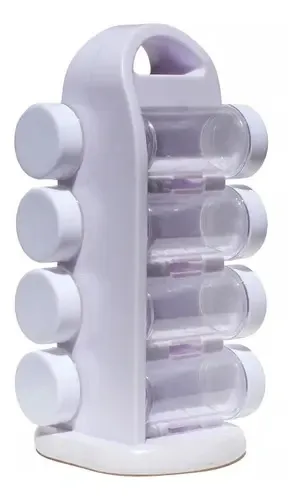 Porta Temperos Condimentos Com 8 Peças E Suporte Giratório