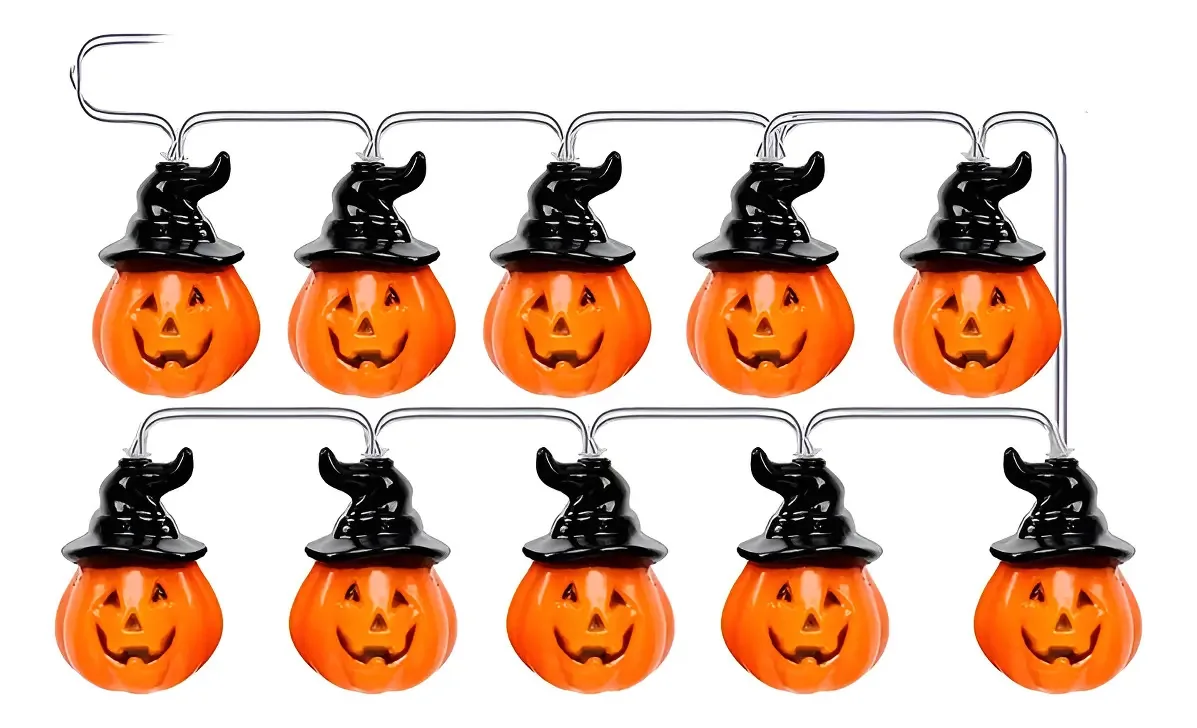 Guirlandas luminosas de abóbora de Halloween - pretas
