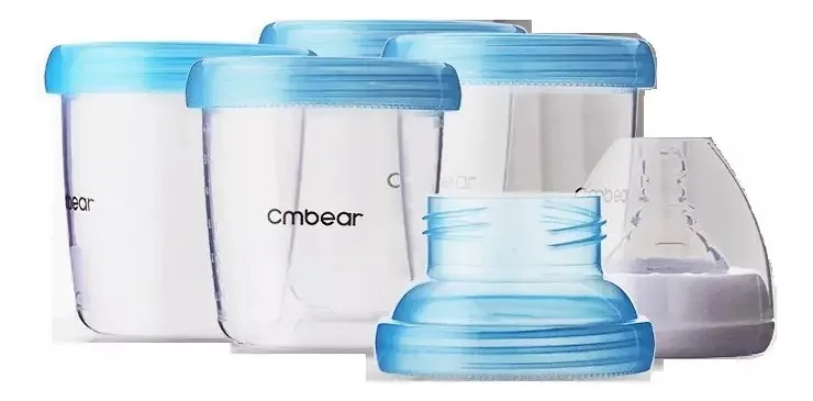 Armazene o conjunto de copos de leite materno para lactação