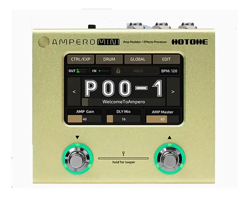 Pedaleira Digital Hotone Ampero Mini MP-50 199 Efeitos Mostarda