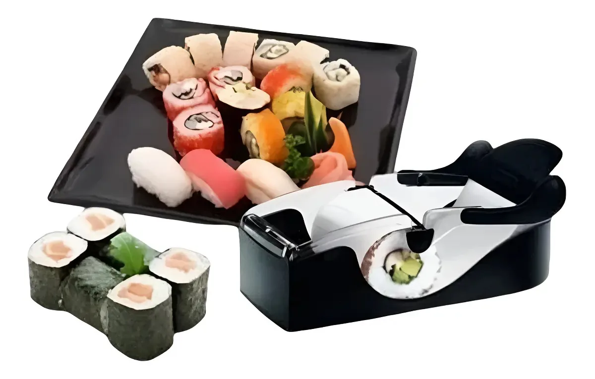 Kit Máquina Enrolar Sushi Oksn 3 Passos + Prensa Hambúrguer Recheado