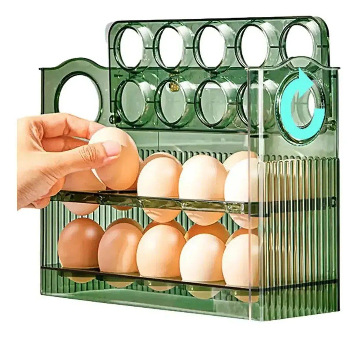 Organizador de porta-ovos, copo de ovo de 30 ovos, 3 camadas, verde escuro, empilhável, porta-ovos de cozinha Iri-100351 Irish Home