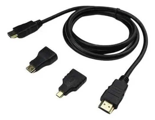 Cabo Hdmi 3 Em 1 Com Adaptador Mini Hdmi E Micro Hdmi - 1,5m