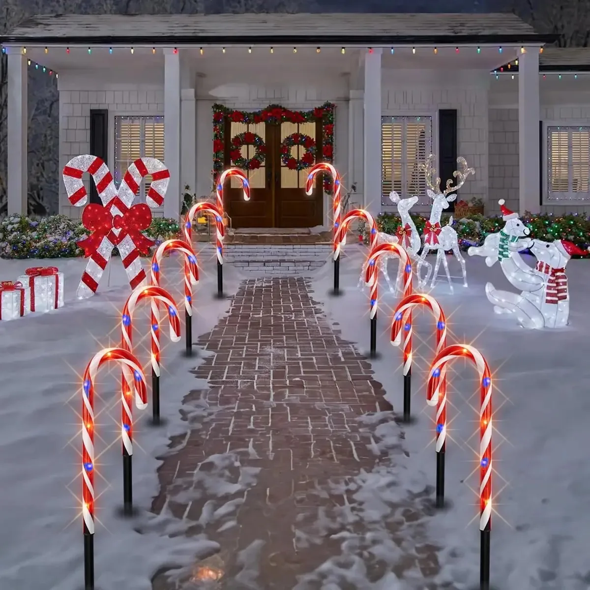 Pacote X5 Estacas de Natal Luzes de Natal Luzes de Natal Luzes de LED Luzes de terraço Luzes de Natal Luzes de Natal ao ar livre Luzes de Natal Guirlandas solares Luzes de Natal ao ar livre