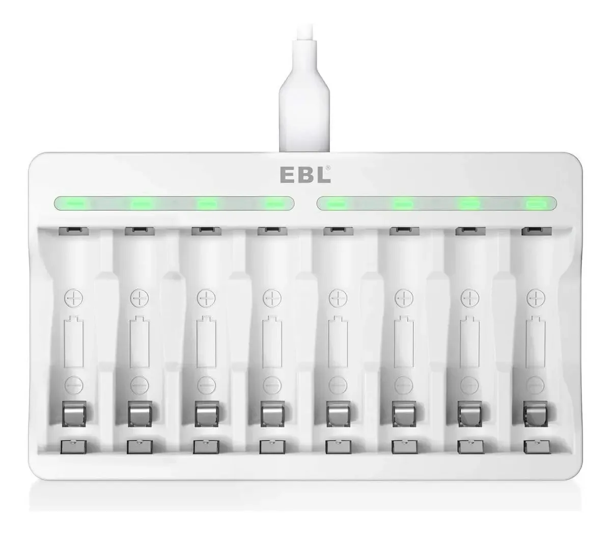 Carregador de 8 Pilhas Baterias AA e AAA Recarregáveis Rápido Ebl