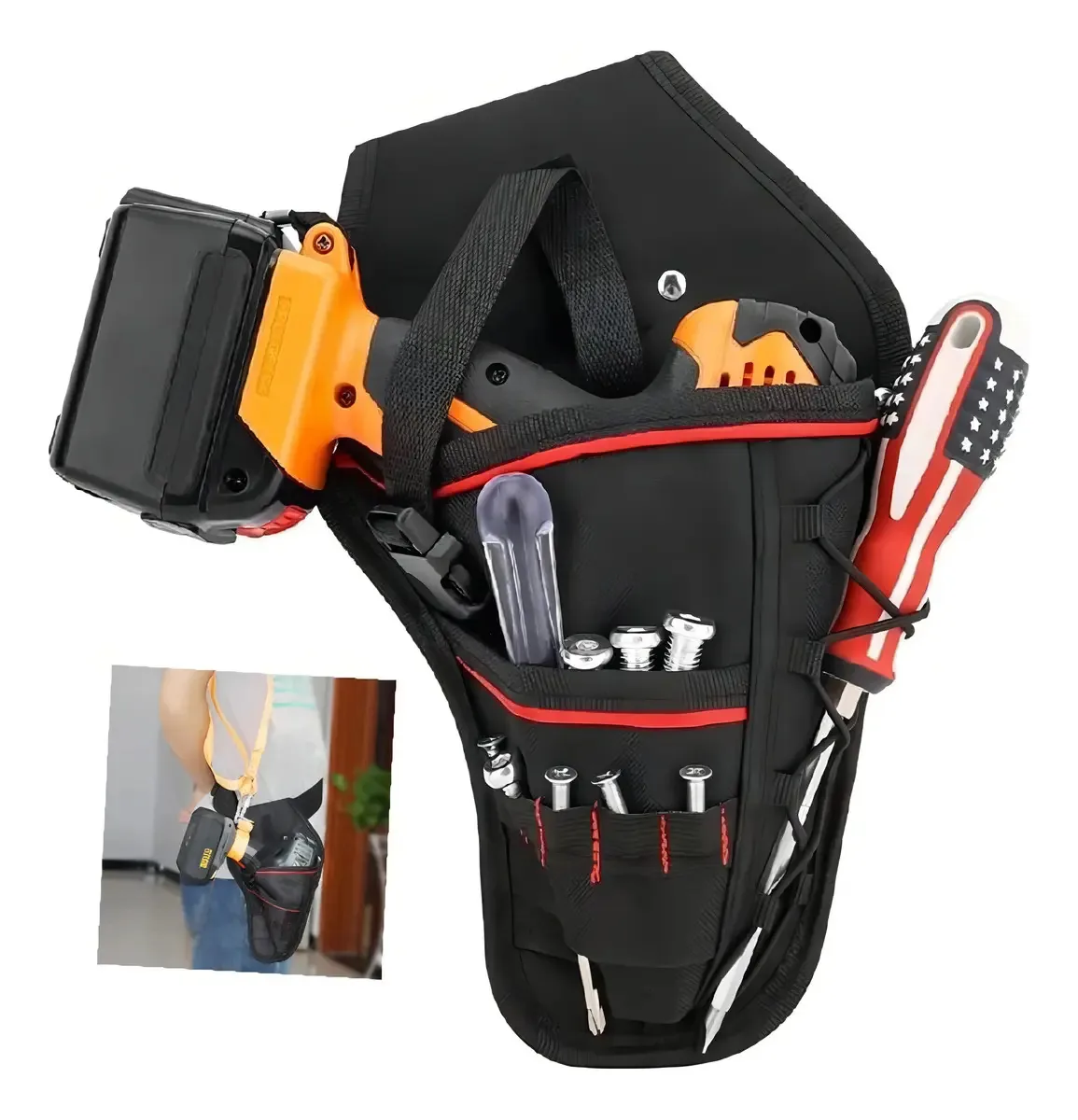 Bolsa Porta Furadeira E Ferramentas Cinto Carpinteiro Coldre