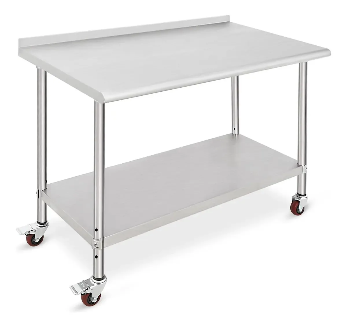 Mesa de trabalho ajustável de aço inoxidável para cozinha