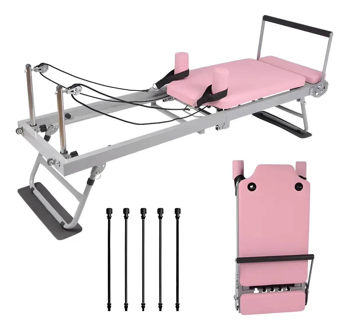 Máquina reformadora de Pilates, reformador de pele dobrável, cor preta
