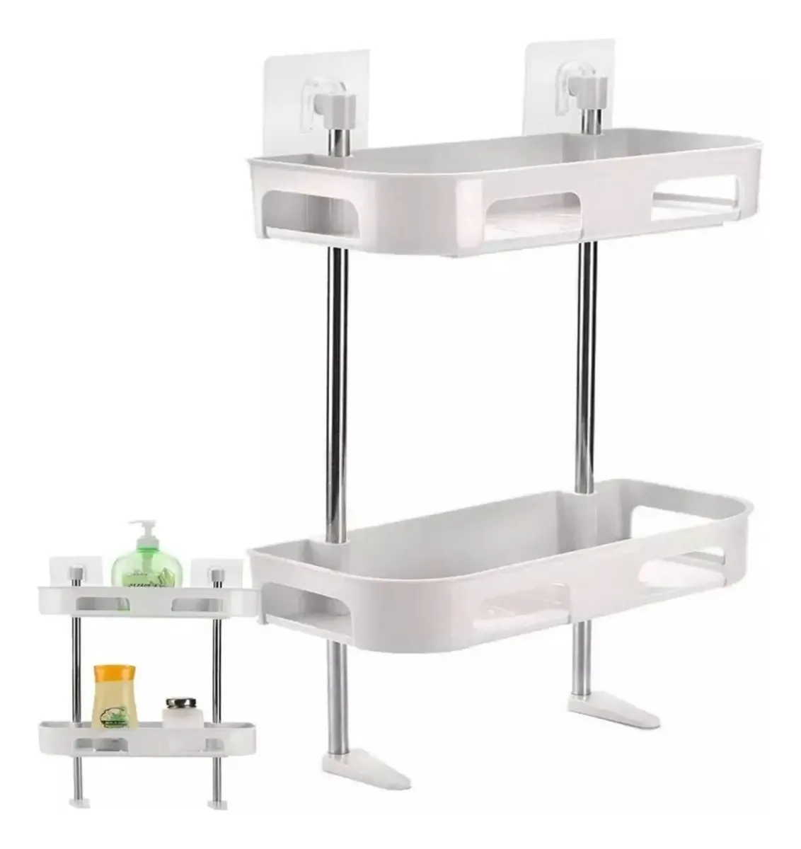 Organizador de banheiro de 2 camadas acima do vaso sanitário ou da cozinha, branco