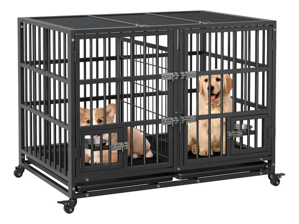 Gaiola para cães pesados, 42 gaiolas para cães com pulgas, cor preta