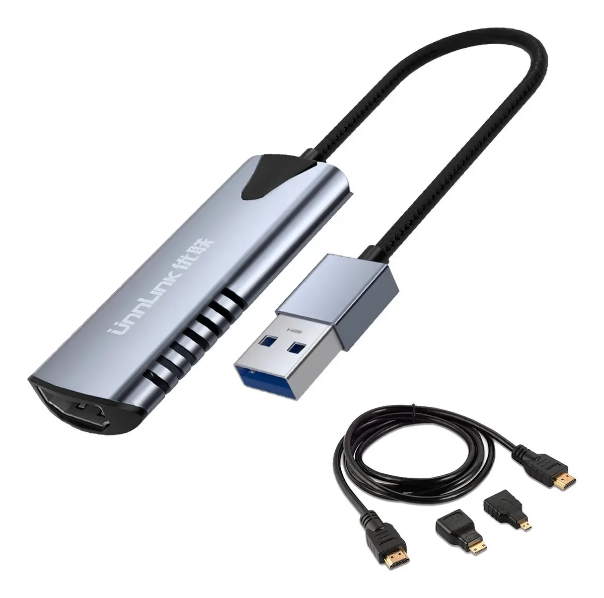 Usb 3.0 Hdmi 1080p 60hz Captura de vídeo Captura de vídeo em alumínio