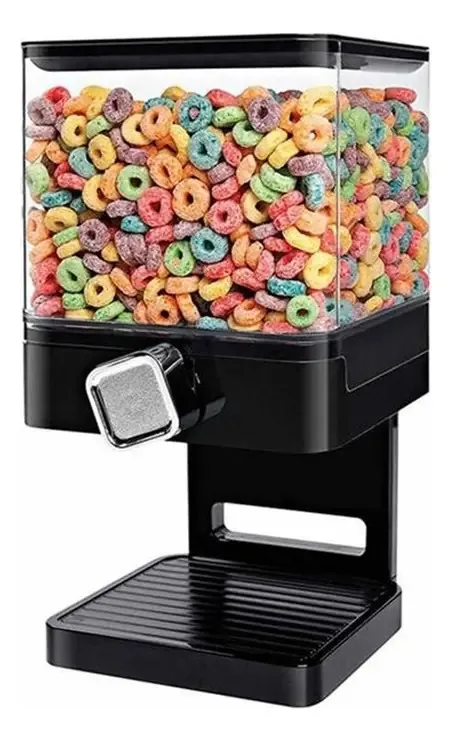 Dispenser Porta Cereais De Mesa Grãos Granola Sucrilhos 3,5l Cor Preto