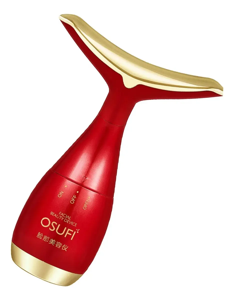 Facial Massageador Rosto E Pescoço Levantamento Antirrugas Cor Vermelho Pilha