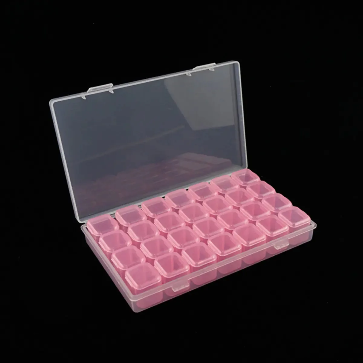 Kit 2 Caixa Organizador 28 Divisórias Pedrarias Unhas Strass Cor Rosa