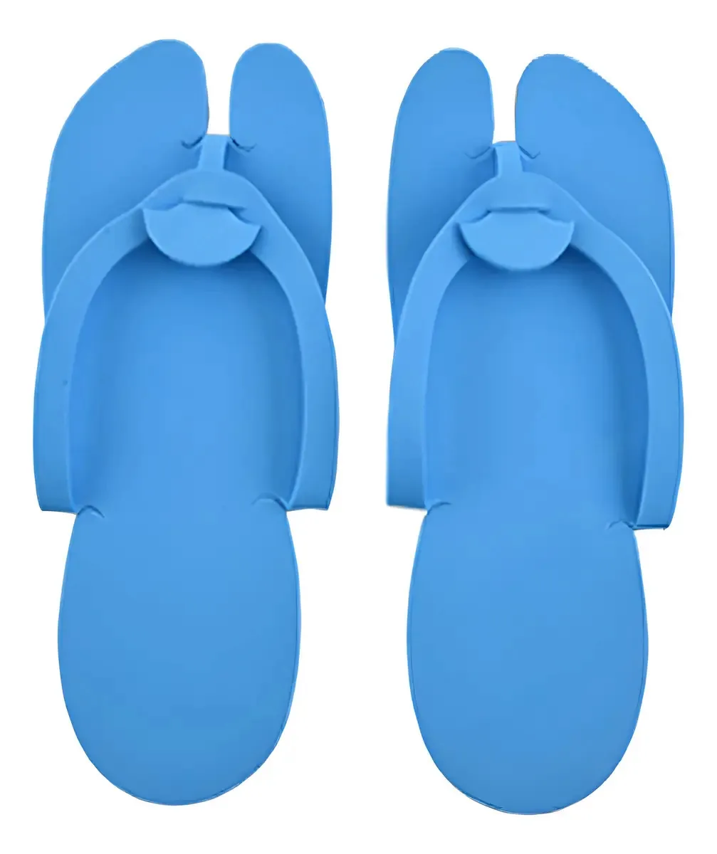 12 Pares Par Chinelo Eva Descartável Pedicure Manicure Salão Cor Azul Tamanho Único