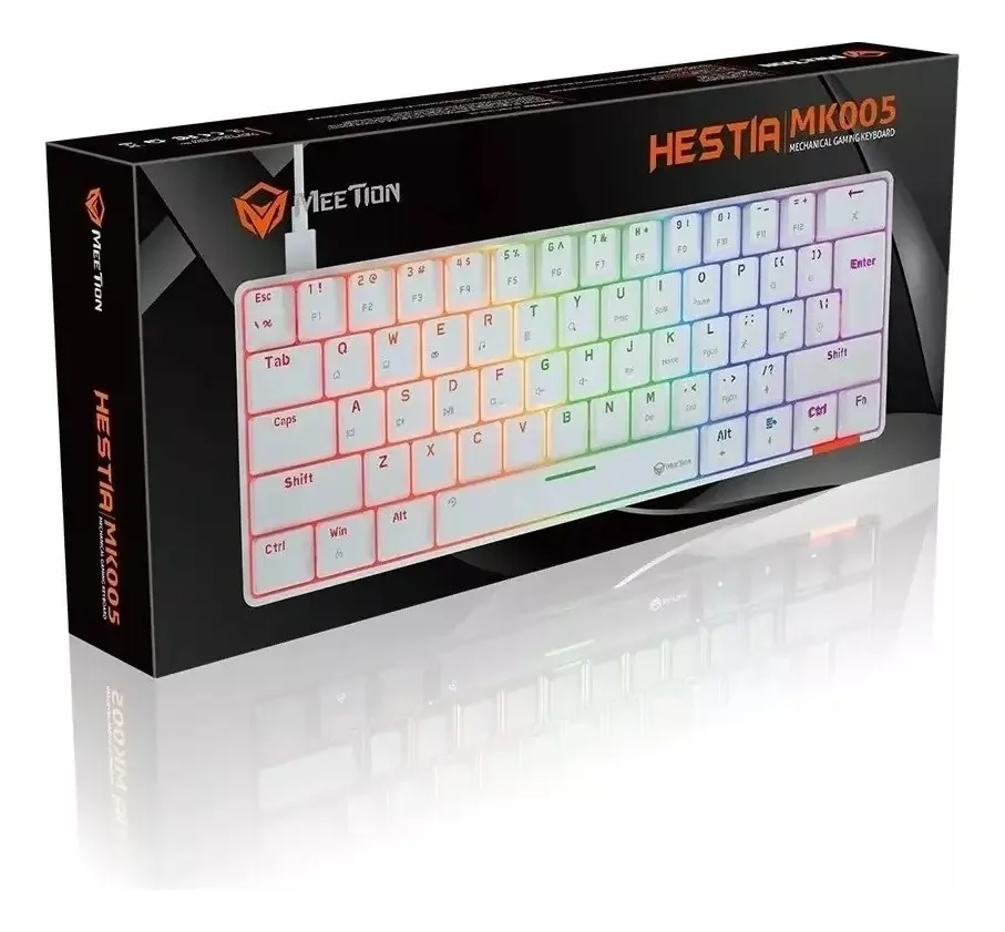 Teclado mecânico Gamer Meetion Hestia Mk005 60% teclado branco, idioma espanhol, Espanha