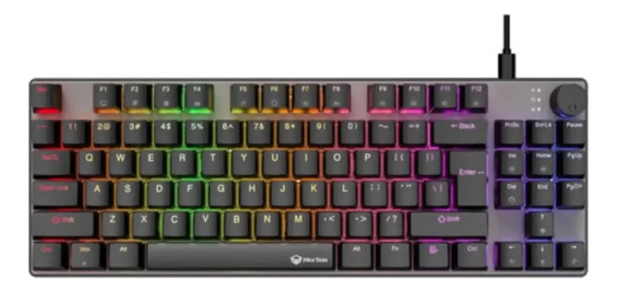Teclado mecânico espanhol Meetion Mk008 Pro 80% USB preto vermelho