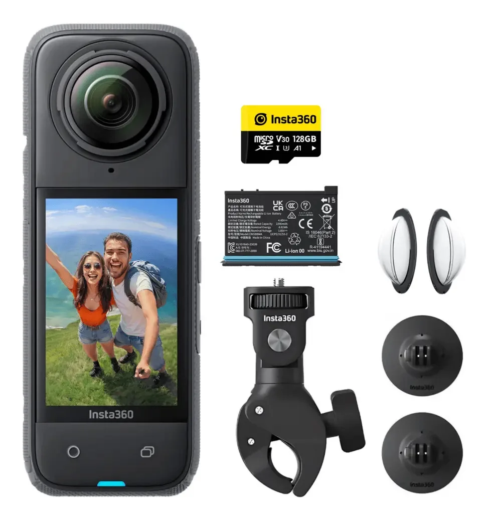 Câmera De Ação Insta360 X4 Pocket 8k 360° Motorcycle Bundle Cor Preto