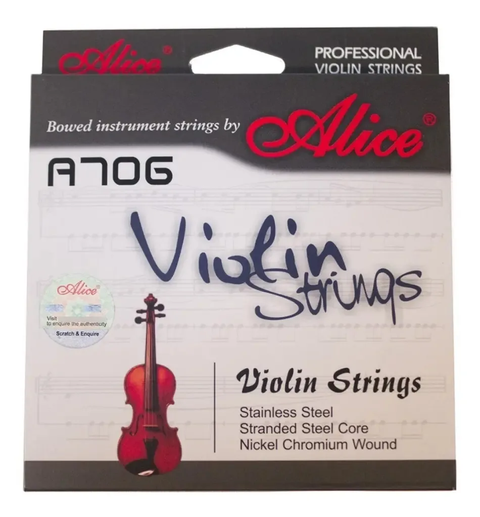 Cordas Para Violino 4/4 Alice A706 Jogo Com 4 Cordas G,d,a,e
