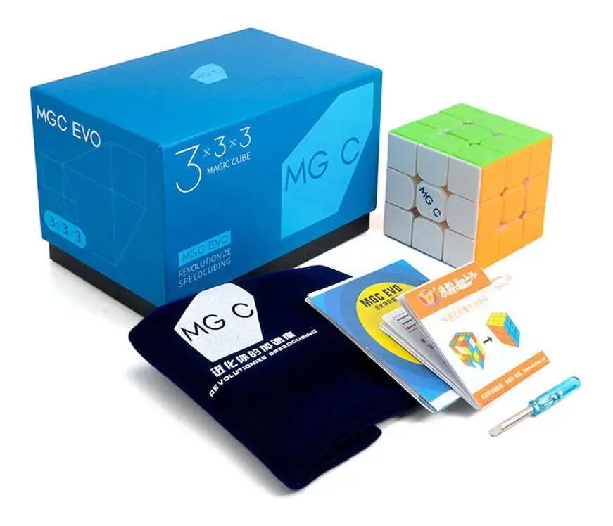 Cubo mágico cúbico sem adesivo colorido YJ MGC EVO, cubo mágico de 3x3 peças
