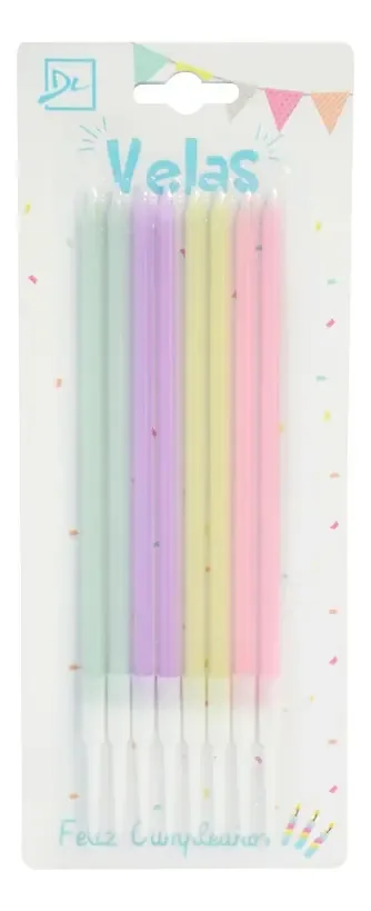 Velas de aniversário em tons pastel 14cm X8