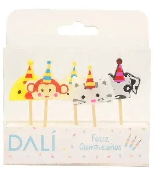 5 velas de aniversário - modelo Animalitos