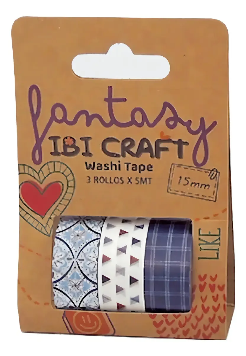 3 fitas adesivas Washi Tape Blue Ibicraft Blue Decoration