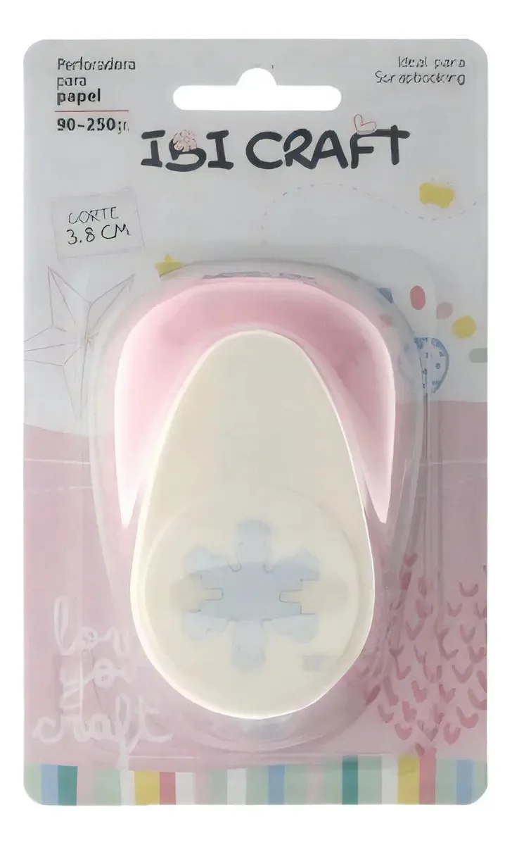 Formas de perfuração artística 38 mm 1,5" Ibi Craft cor rosa e branco Forma de perfuração de floco de neve