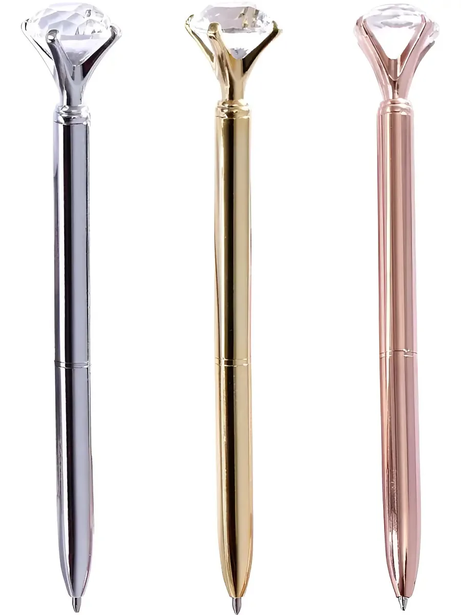 Kit 10 Canetas Esferográfica Metal Diamante De Luxo Exterior Diamante 01
