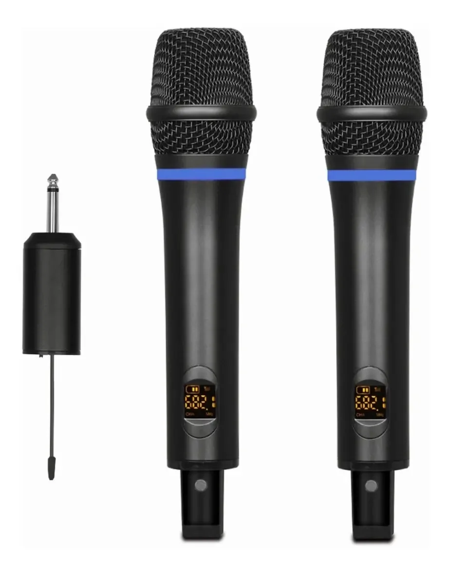 Microfones dinâmicos sem fio Depusheng W8 Duol, cor preta