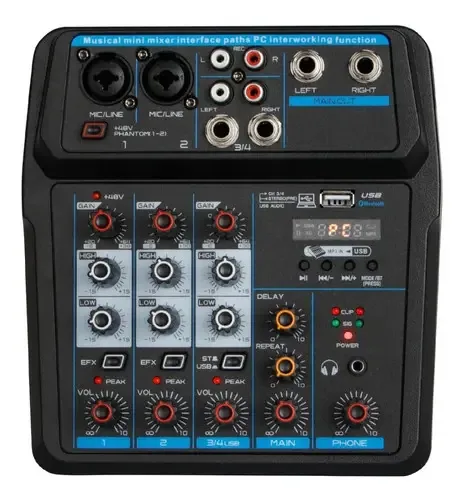 Consola de áudio portátil Mini Mixer 4C Depusheng U4