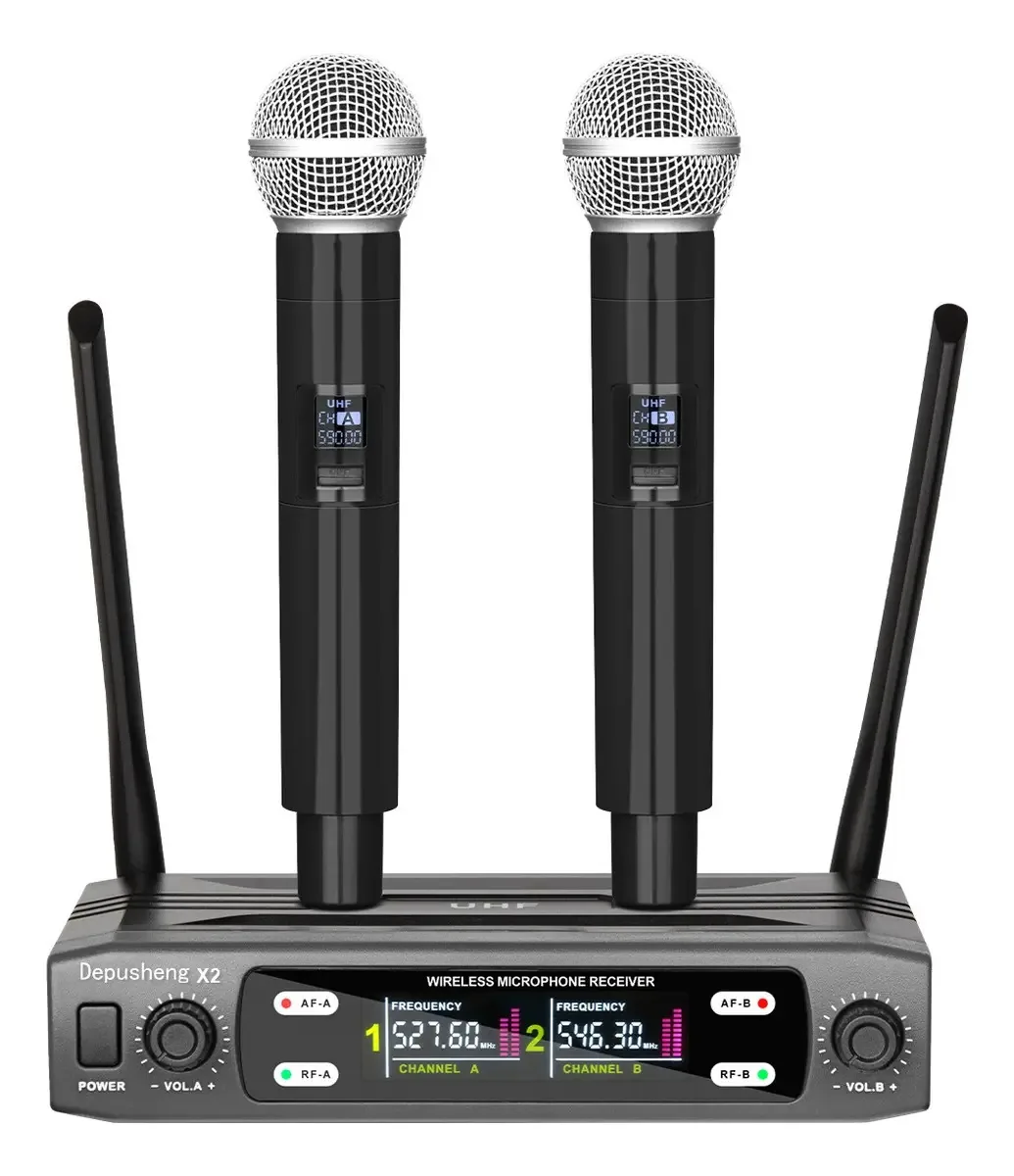 Depusheng X2 Microfones Sem Fio Portáteis Profissionais Preto